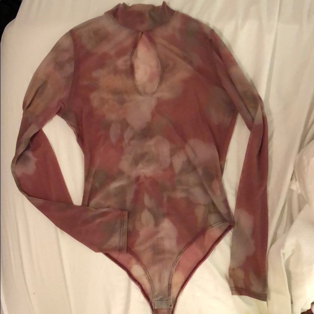 flower print sheer mesh bodysuit 🔥